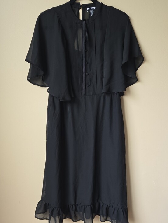 Hot Topic Dresses & Skirts - Black Midi Dress with Ruffle Hem and Cape Sleeves